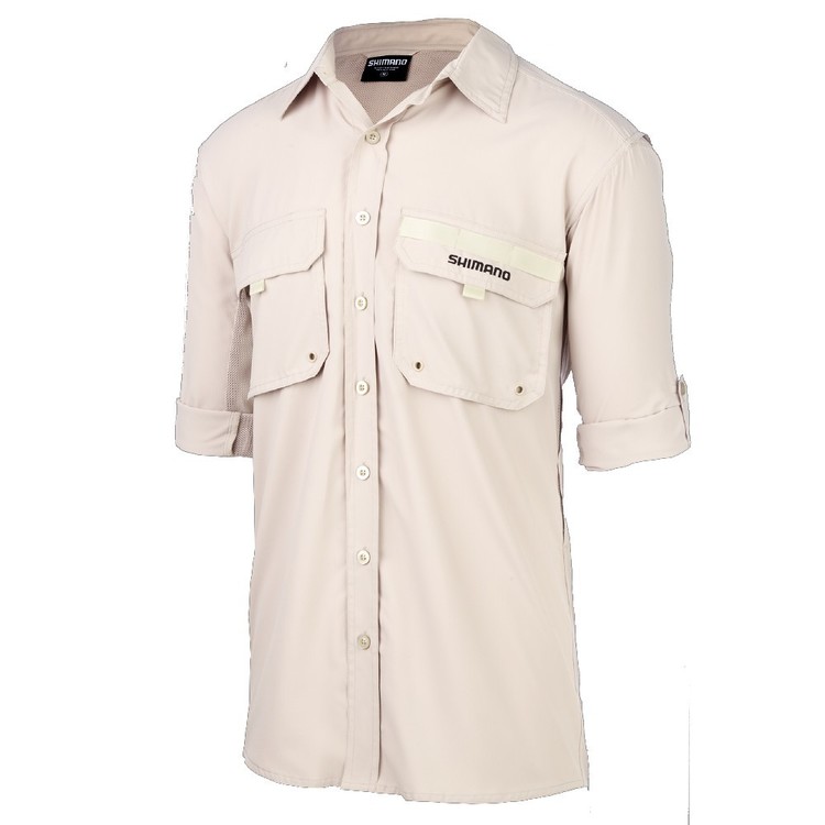Shimano Adults' Oatmeal Vented Fishing Shirt Oatmeal