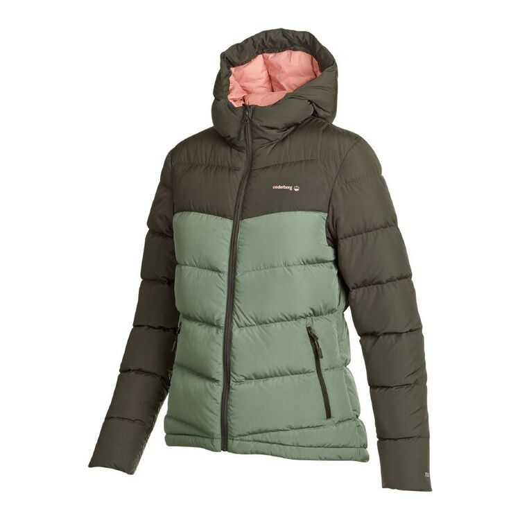 Cederberg Women's Retro Mawson Hooded Puffer Jacket Khaki / Light Rose Lining