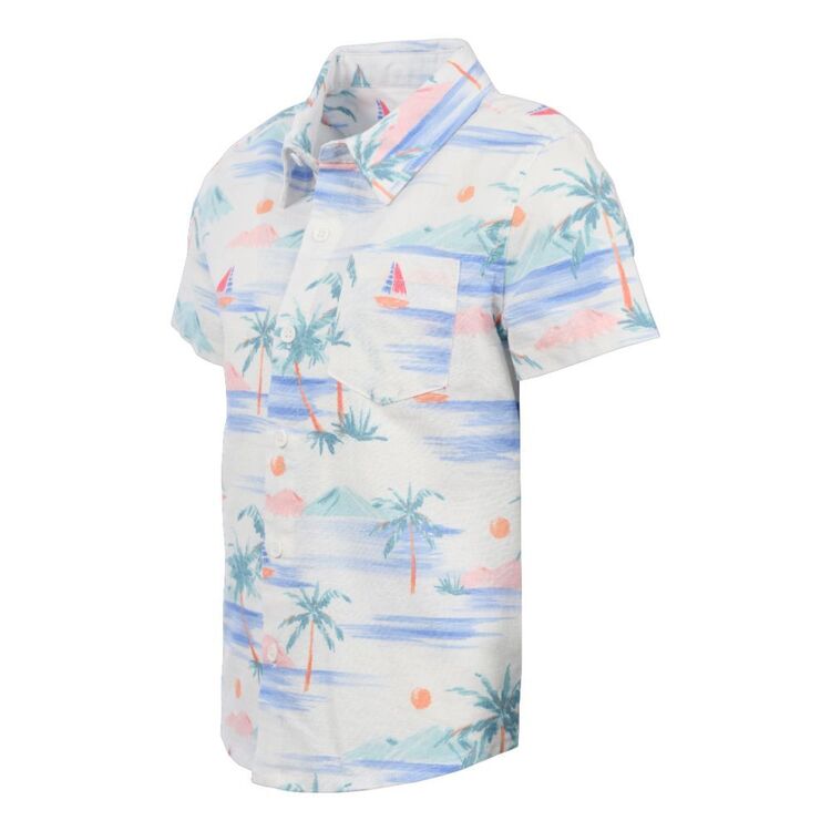 Cape Kids Boys Palm Tree Short Sleeve Shirt White Palm Tree