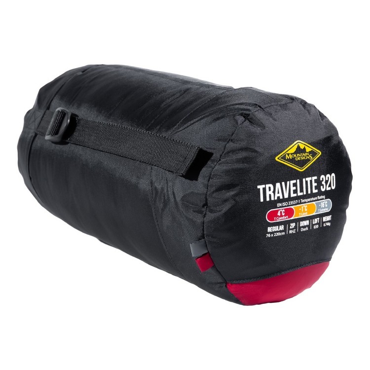 Mountain Designs Travelite 320 Sleeping Bag Red Dahlia