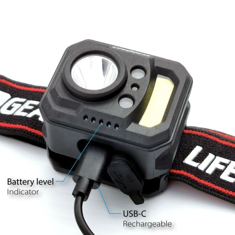 Life + Gear 375 Lumen Rechargeable Sensor Headlamp Multicoloured 375 Lumens
