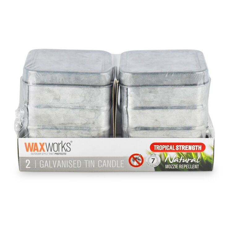 Waxworks Citronella Tin Tropical Strength Candle 2 Pack Multicoloured 2 Pack