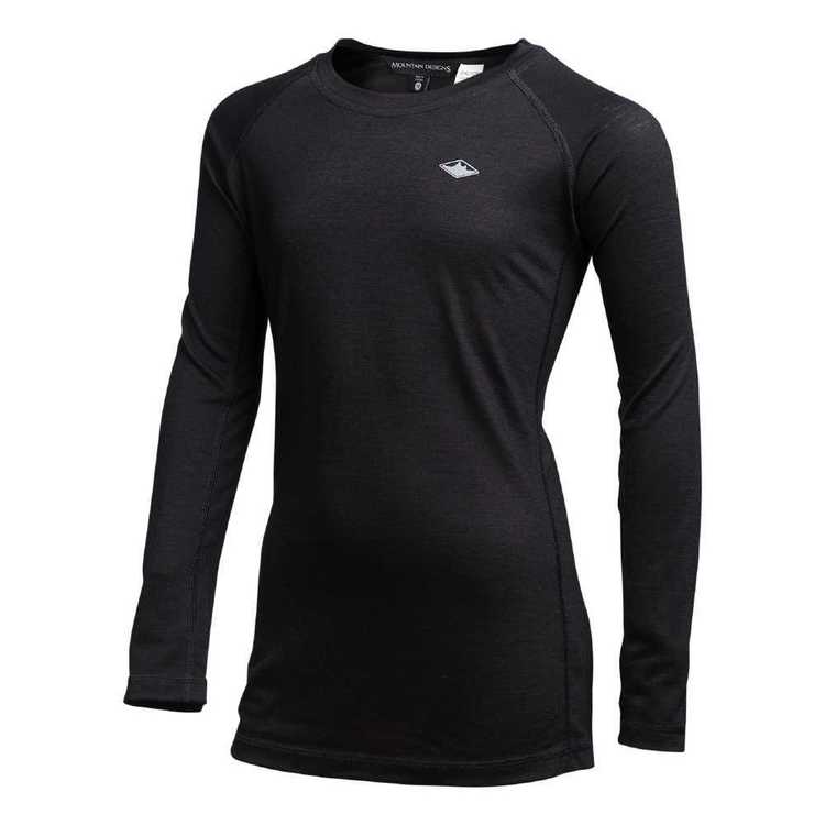 Mountain Designs Kids' Merino Blend Long Sleeve Top Black