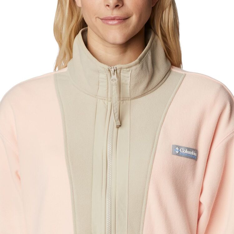 Columbia Women's Back Bowl Full Zip Fleece Jacket Peach Blossom & Ancient Fossil