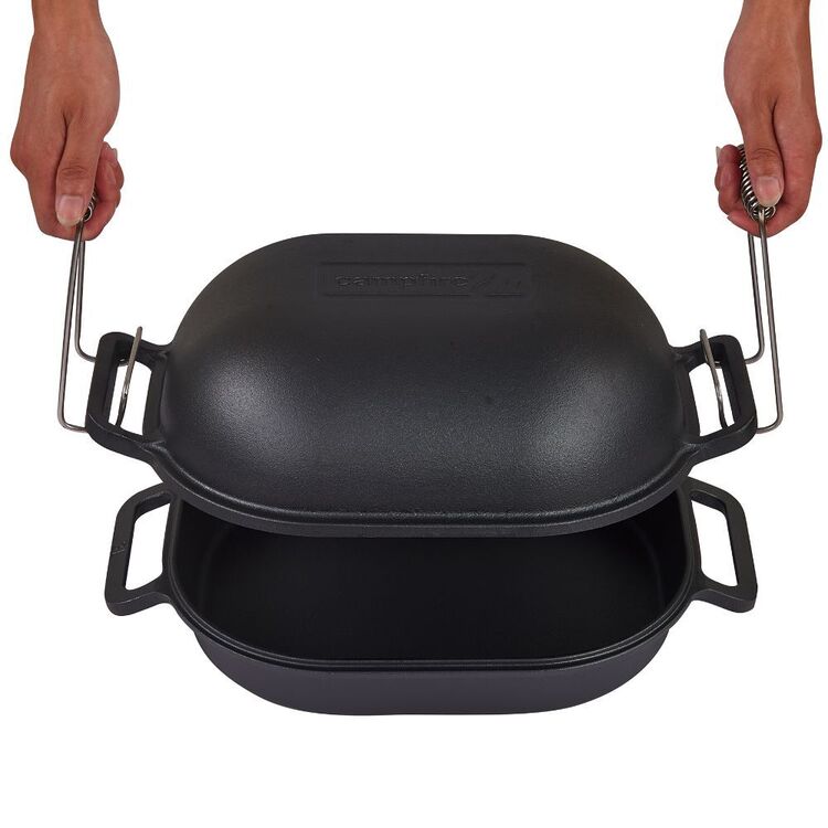 Campfire Cast Iron Oval Camp Oven 2 Piece Set Black