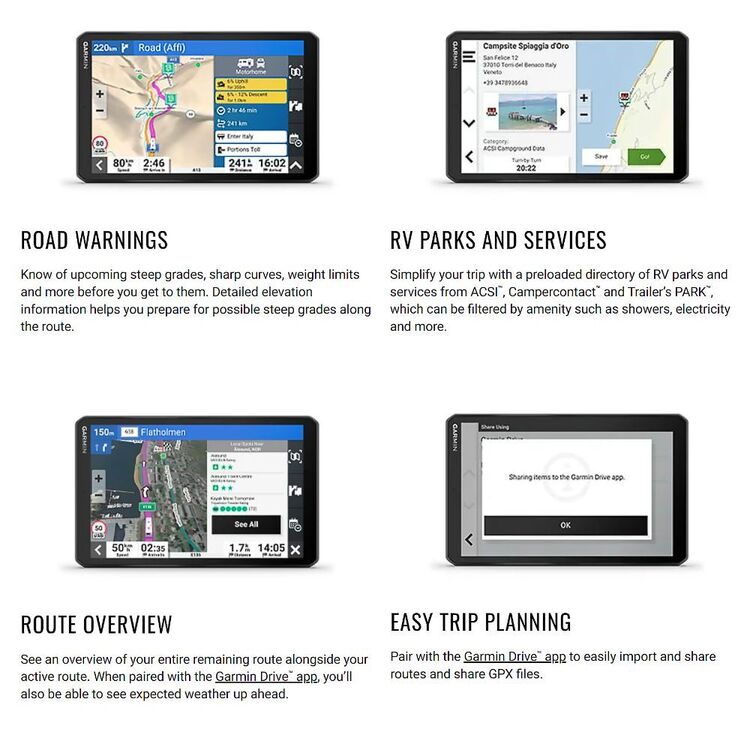 Garmin RV 895 8" RV Camper GPS Satellite Navigator Black