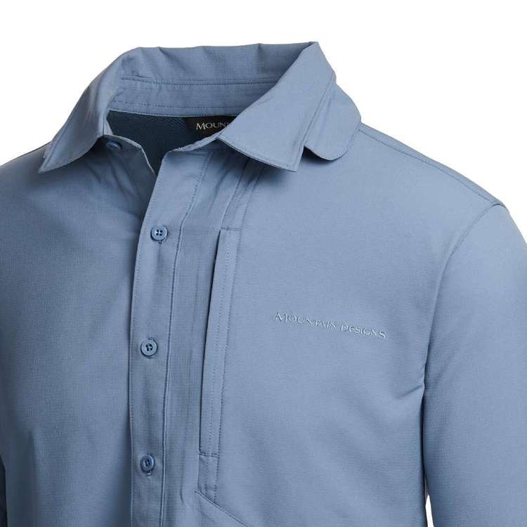 Mountain Designs Men's Hancock Long Sleeve Shirt Mid Blue