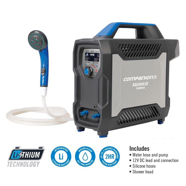 Companion Aquaheat Lithium Gas Camping Shower Grey