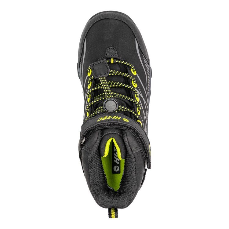 Hi-Tec Kids' Blackout Waterproof Mid Hiking Shoes Black & Lime
