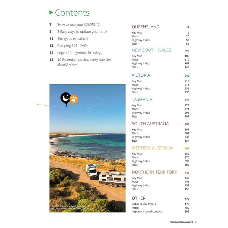 Camps 12 Australia Wide Free & Budget Camping Sites Guide Standard Edition Multicoloured A4