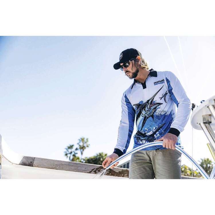 Nomad Design Mighty Marlin White Collared Fishing Shirt White