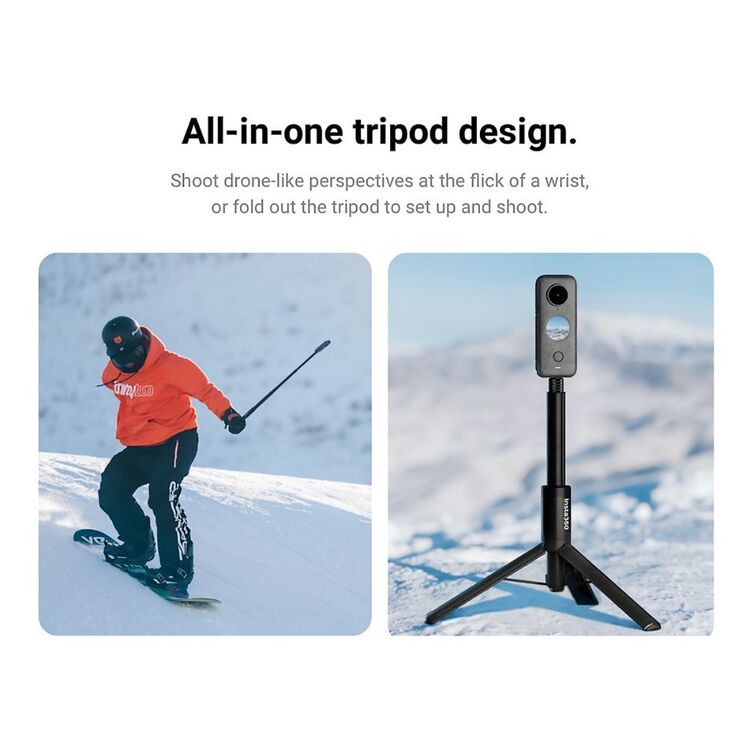 Insta360 2-in-1 Invisible Selfie Stick & Tripod Black