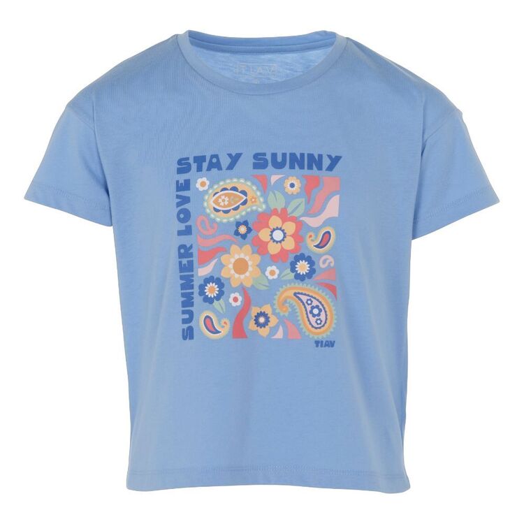 Trip In A Van Kids Summer Crop Tee Cornflower