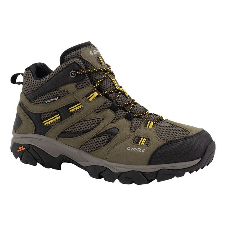 HI-TEC Men's Ravus Vent Lite Mid Waterproof Hiking Boots Smokey Brown & Taupe Gold