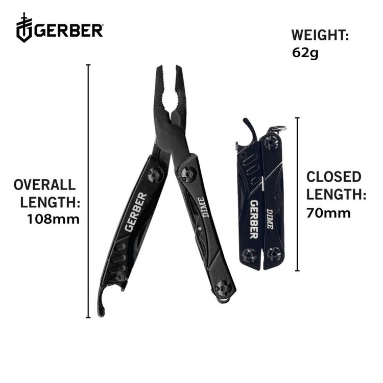 Gerber Pledge Clip Folding Knife + Dime Multitool Gift Set Black