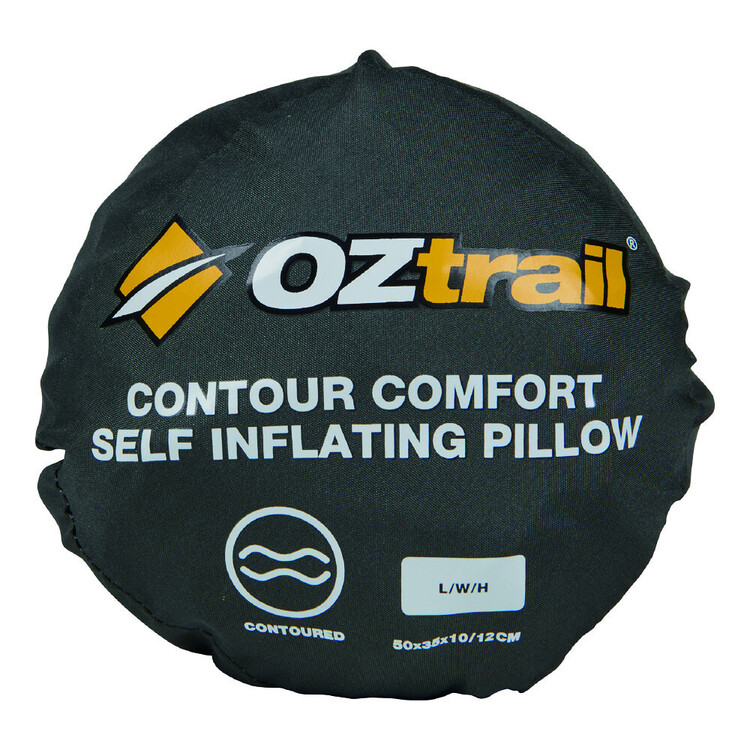 Oztrail Self Inflating Comfort Contour Pillow Blue & Grey L