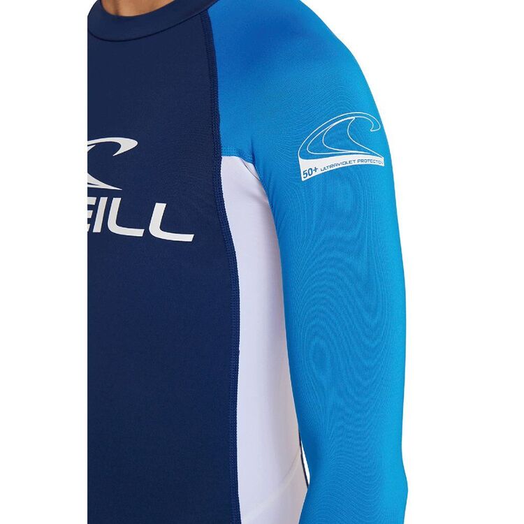 O'Neill Youth Boys Basic Skins Long Sleeve Rash Vest Navy/Royal Blue/White