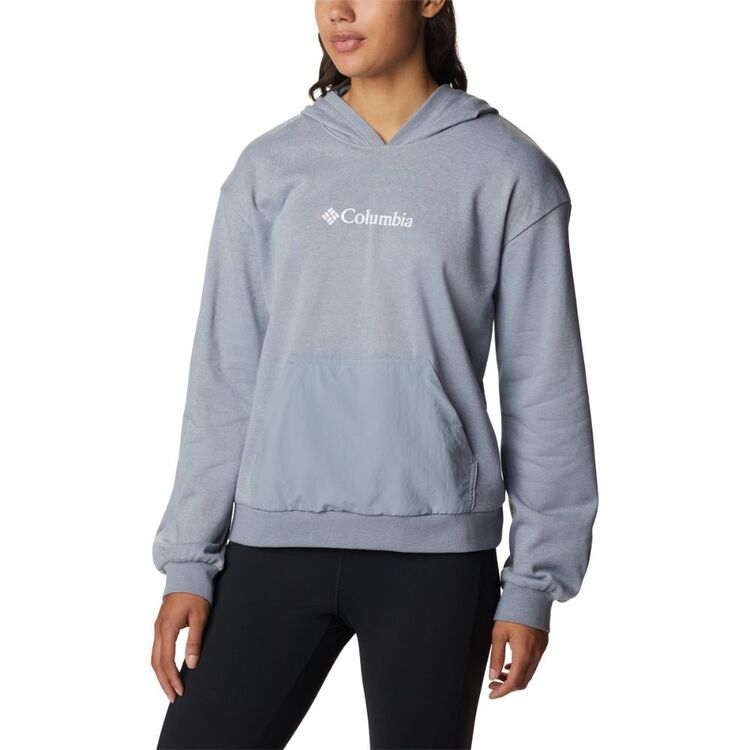 Columbia Women's French Terry Cropped Hoodie Light Grey & White