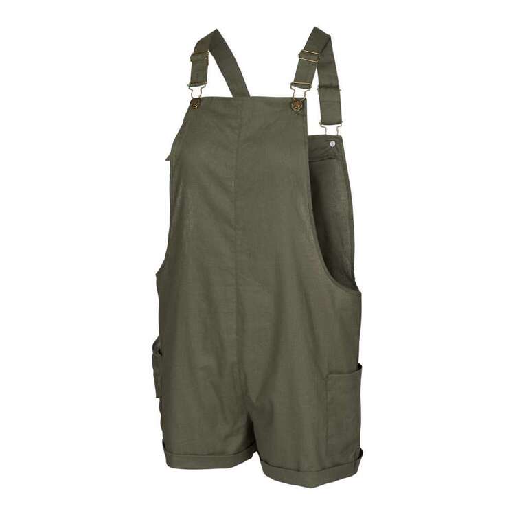 Trip In A Van Women's Linen Blend Overalls Thyme