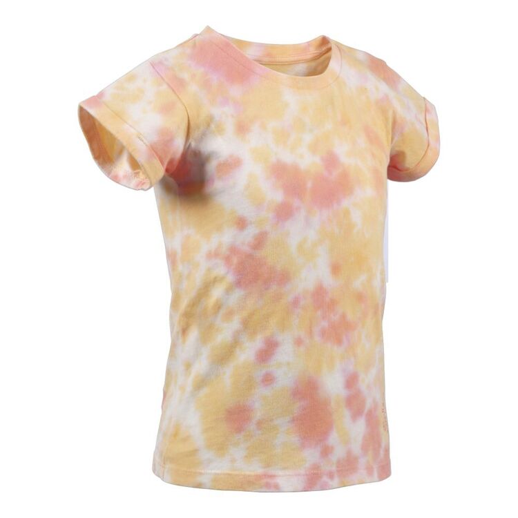 Trip In A Van Kids Cuff Tee Coral / Honey Tie Dye