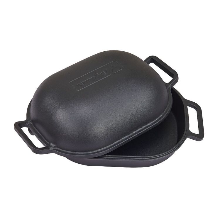 Campfire Cast Iron Oval Camp Oven 2 Piece Set Black