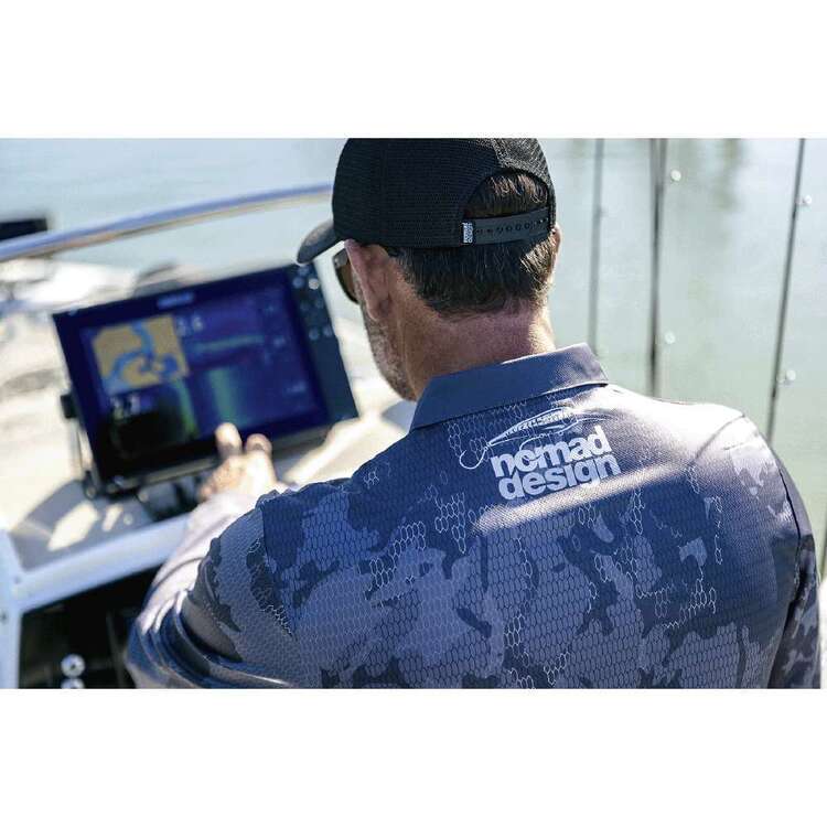 Nomad Design Charcoal Camo Collared Fishing Shirt Grey