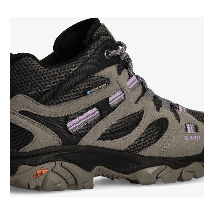 HI-TEC Women's Ravus Vent Lite Mid Waterproof Hiking Boots Taupe, Grey & Mellow Rose Grey, Charcoal & Lavender