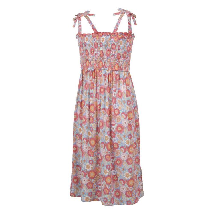 Trip In A Van Kids Shirred Dress Paisey Floral Aop