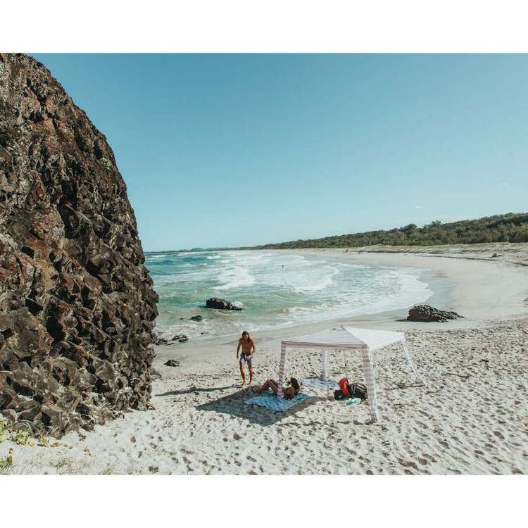 CoolCabana 5 Beige Stripe Beach Shade Stripe Medium
