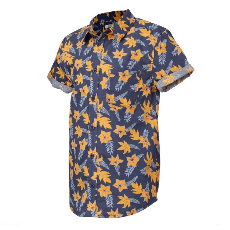 Cape 'Trip In A Van' Kids' Beach Floral Shirt Blue