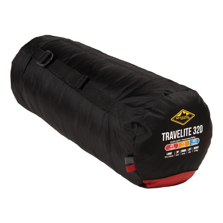 Mountain Designs Travelite 320 Large 4° Sleeping Bag Red LHZ Red Dahlia