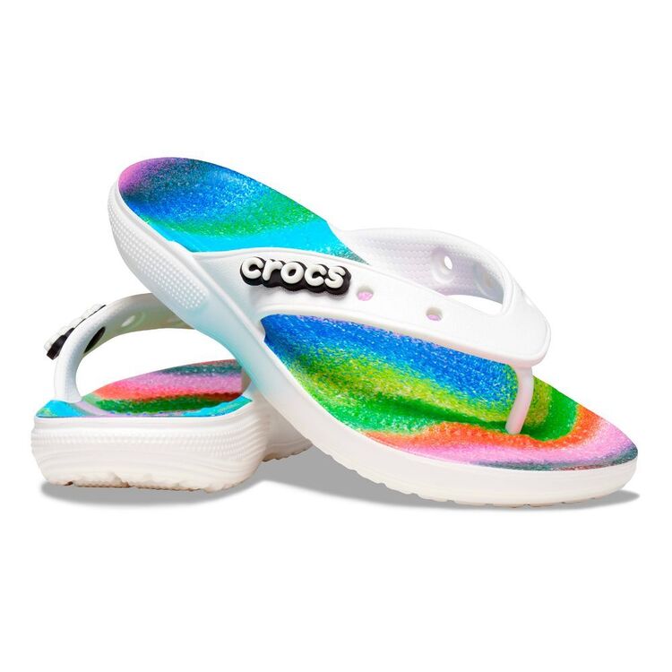 Crocs Unisex Classic Spray Dye Flip Thong White & Multicoloured