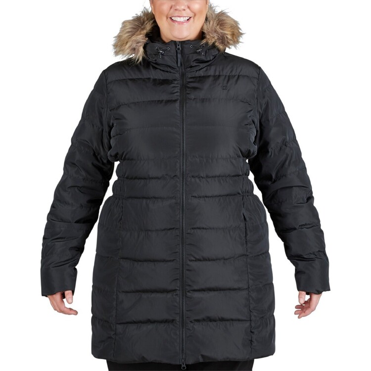 Gondwana Women's Cattai Long Plus Size Puffer Jacket Black