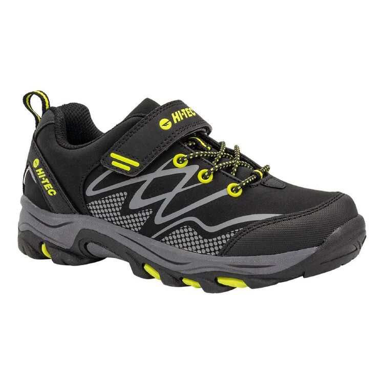 Hi-Tec Kids' Blackout Waterproof Low Hiking Shoes Black & Lime