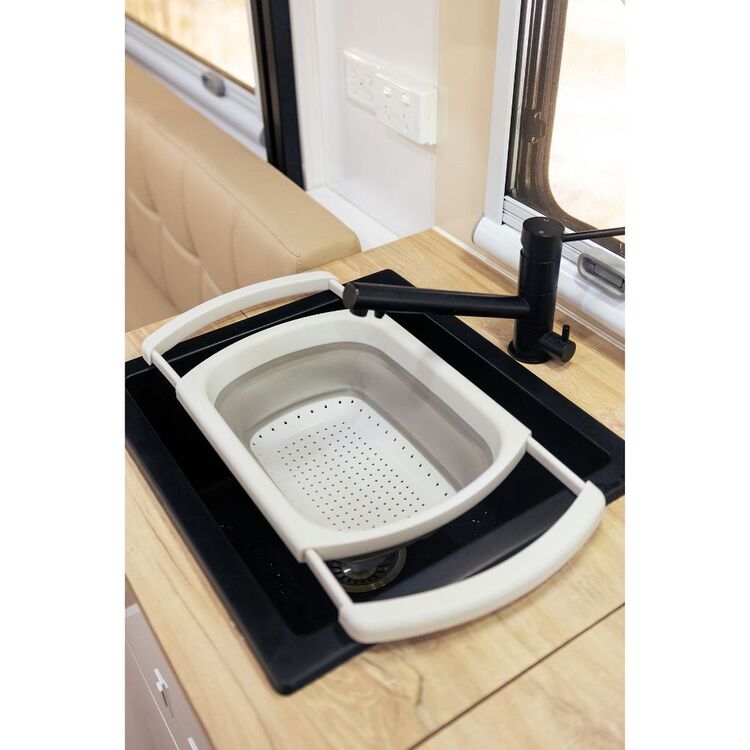 Pop Up Essentials Adjustable Colander Beige & Grey