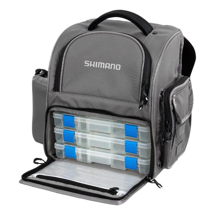 Shimano Medium Tackle Backpack with Side Cooler Grey & Black