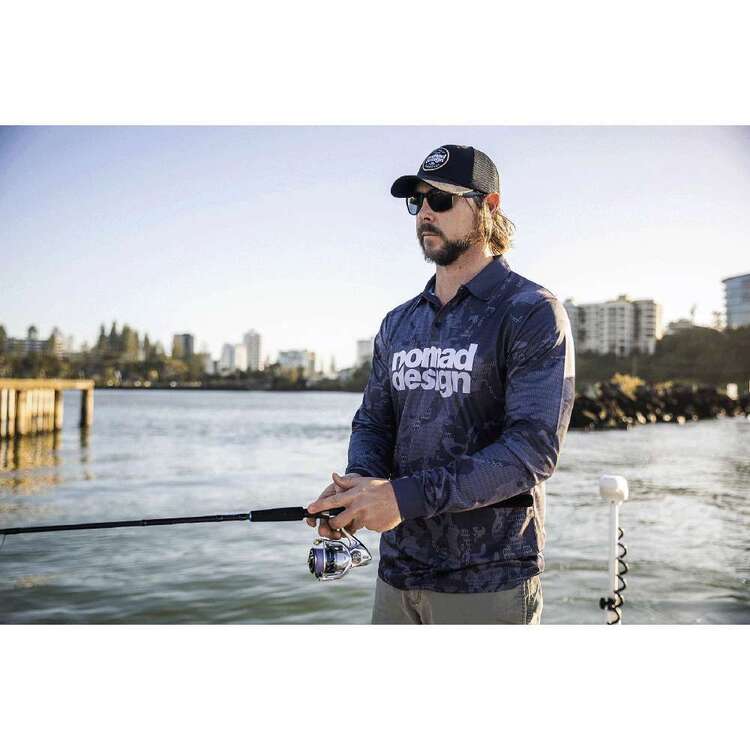 Nomad Design Charcoal Camo Collared Fishing Shirt Grey