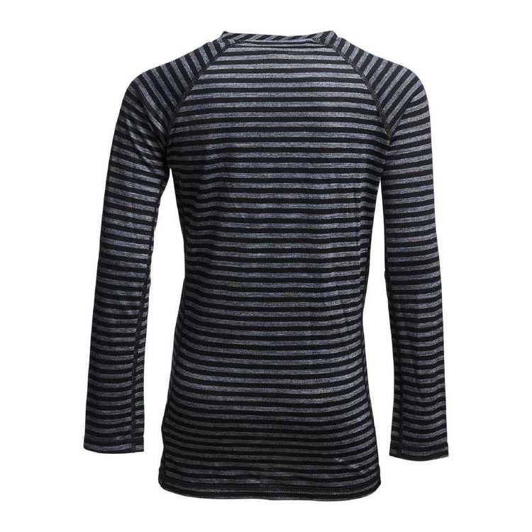 Mountain Designs Kids' Merino Blend Long Sleeve Stripe Top Black Stripe
