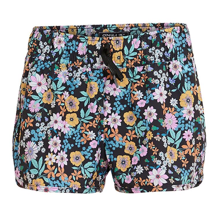 O'Neill Girls Printed Stretch Lane 2 Inch Board Shorts Black