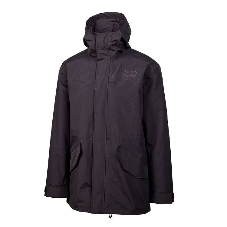 Cape Men's Long Hood Rain Coat Black