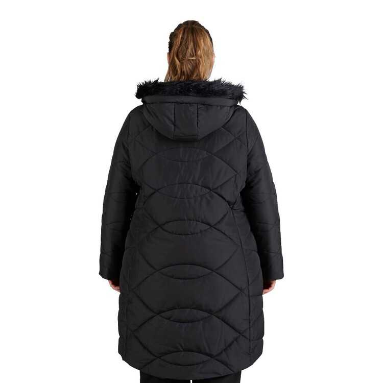 Cape Women's Harriet Long Line Plus Size Puffer Jacket Black