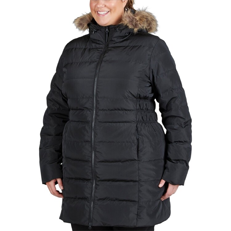 Gondwana Women's Cattai Long Plus Size Puffer Jacket Black