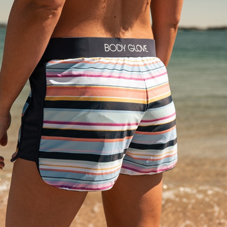Body Glove Women's Stripe Swim Short Print & Navy