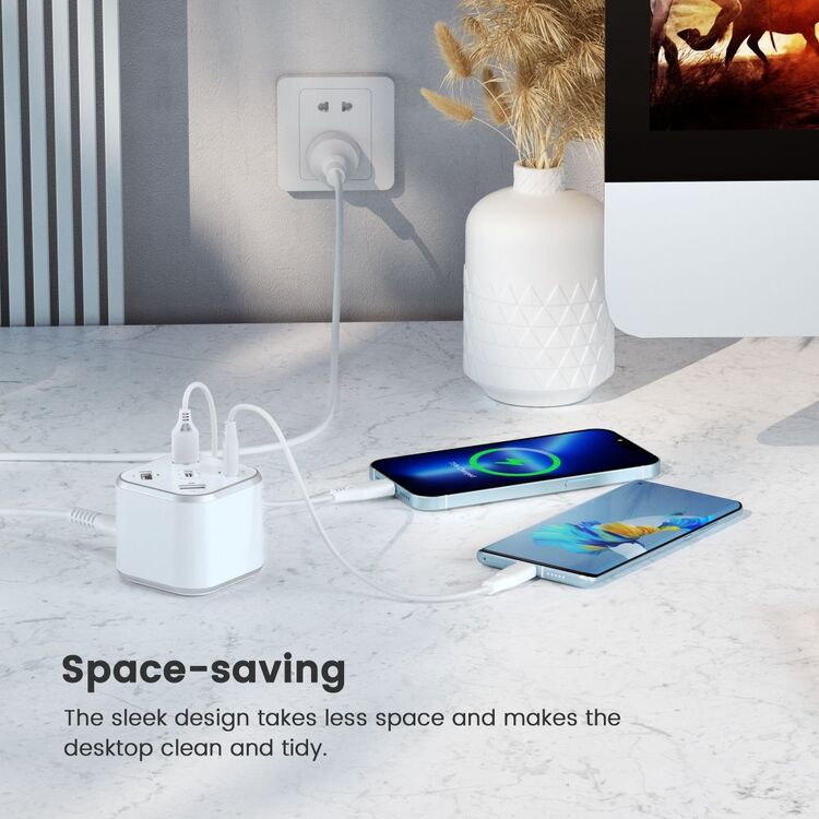 Ontekka 48W 5 Port USB-A & USB-C Charging Power Cube White