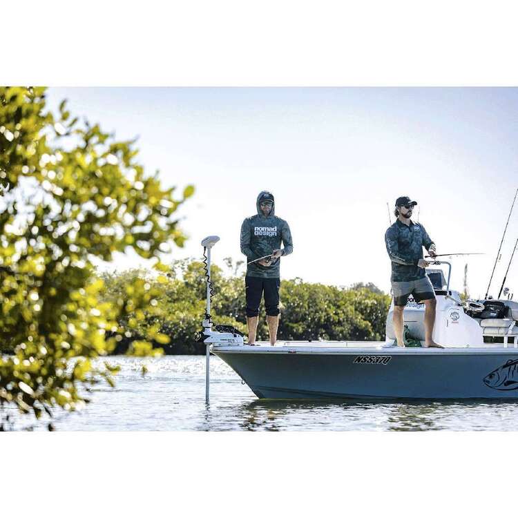 Nomad Design Collared Khaki Camo Logo Fishing Shirt Green