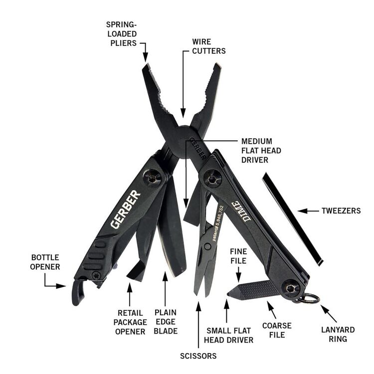 Gerber Pledge Clip Folding Knife + Dime Multitool Gift Set Black