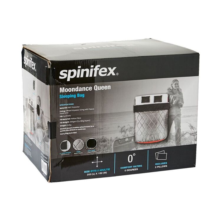 Spinifex Moondance 0° Queen Sleeping Bag Charcoal Grey & Black