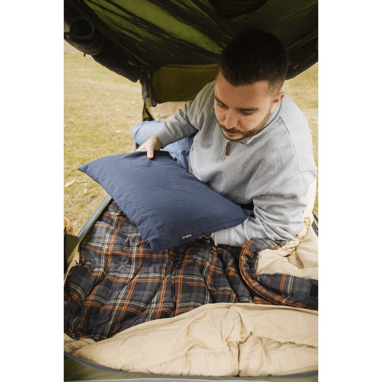 Oztrail Self Inflating Comfort Contour Pillow Blue & Grey L