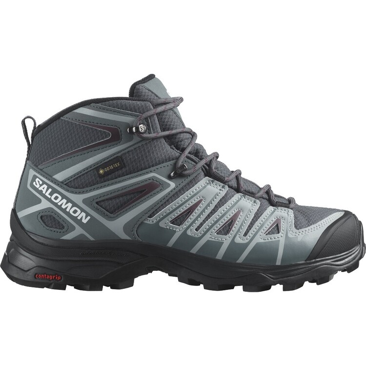 Salomon Women's X Ultra Pioneer Gore-Tex Mid Hiking Boots Ebony, Stormy Weather & Wine