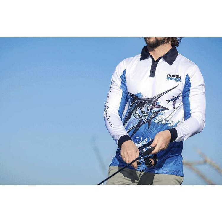 Nomad Design Mighty Marlin White Collared Fishing Shirt White